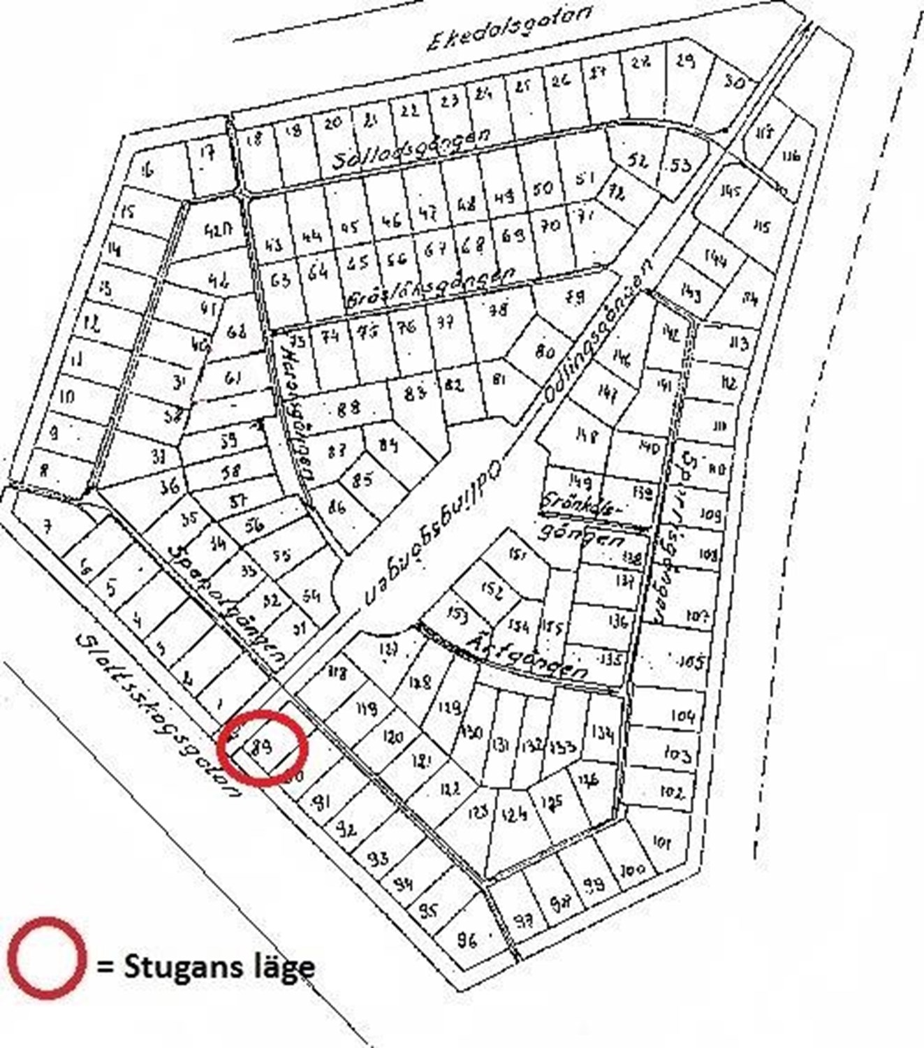 Lågupplöst Områdeskarta Slottsskogen nr 89
