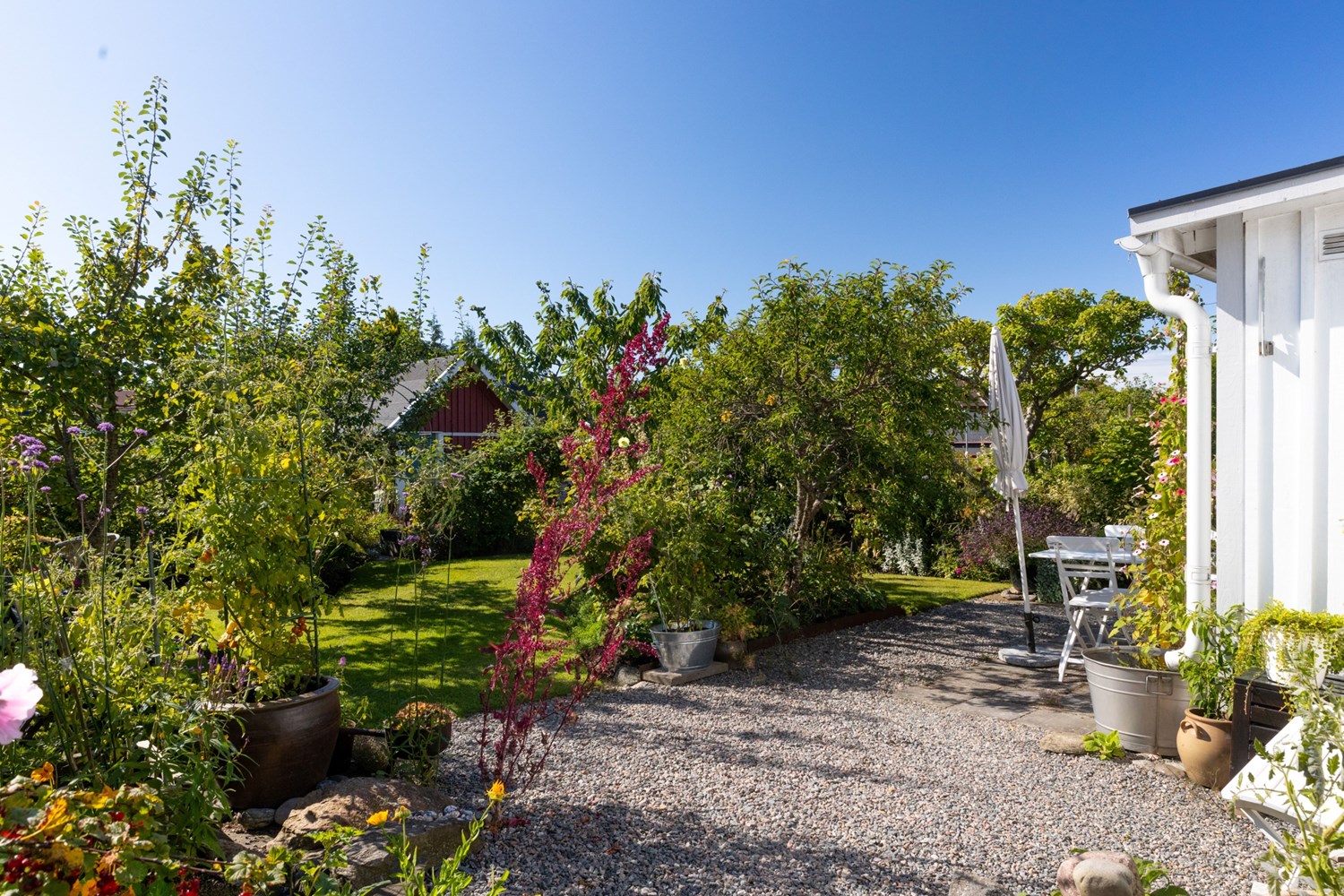 Vy mot framsidan av stugan