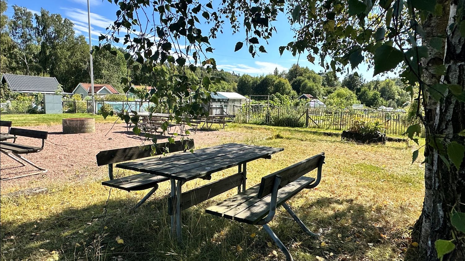 I nära anslutning till odlingslotten finns bänkar